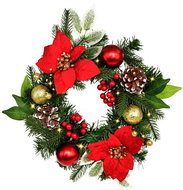 DOMMIO Christmas wreath - with red poinsettia 10 × LED, 30 cm - Wreath