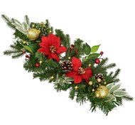 DOMMIO Garland with red poinsettia 10 × LED, 50 × 25 cm - Garland