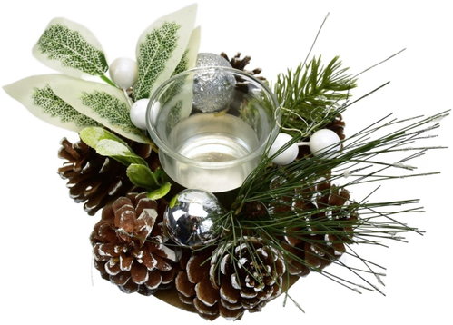 DOMMIO Christmas candle holder - white, 15 cm - Christmas Candlestick - Main image