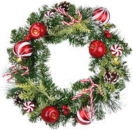 DOMMIO Christmas wreath - snowy with red balls 10 × LED, 40 cm - Wreath