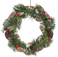 DOMMIO Christmas wreath - pine cone with eucalyptus, 33 cm - Wreath