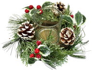 DOMMIO Christmas candle holder - with holly, 8 × 20 cm - Christmas Candlestick