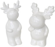DOMMIO Ceramic white reindeer, 11 cm and 13 cm, set of 2 - Christmas Decoration