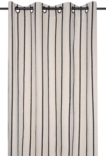 STOF Cotton curtain with TROP rings, 135 × 260 cm, black stripes - Drape - Main image