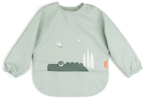 DONE BY DEER Croco long-sleeved pocket bib, green - Bib - Main image