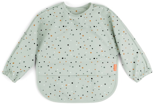 DONE BY DEER Happy dots sleeved bib with pocket, green - Bib - Main image