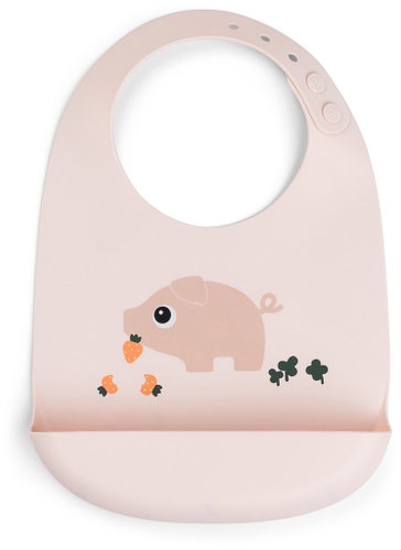 DONE BY DEER silicone bib Pigee, pink Main image DONE BY DEER silicone bib Pigee, pink - Bib - Main image