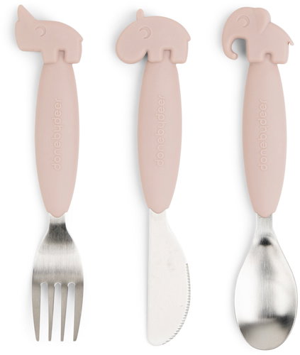 DONE BY DEER Easy-grip Deer friends cutlery set, pink - Children's Cutlery - Main image