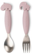 DONE BY DEER Sada lžičky a vidličky Easy-grip Deer friends, růžová - Children's Cutlery