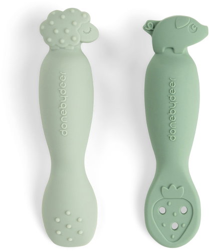 DONE BY DEER Tiny farm teaching spoon set, green - Spoon set - Main image