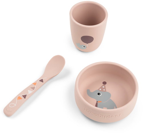 DONE BY DEER First mealtime set Stick&Stay Celebration, pink - Children's Dining Set - Main image