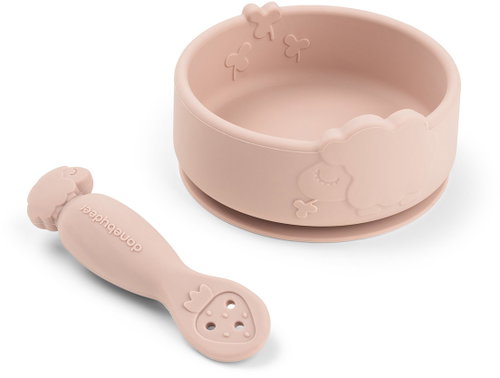 DONE BY DEER Stick&Stay Sheepy training tableware set, pink Main image DONE BY DEER Stick&Stay Sheepy training tableware set, pink - Children's Dining Set - Main image
