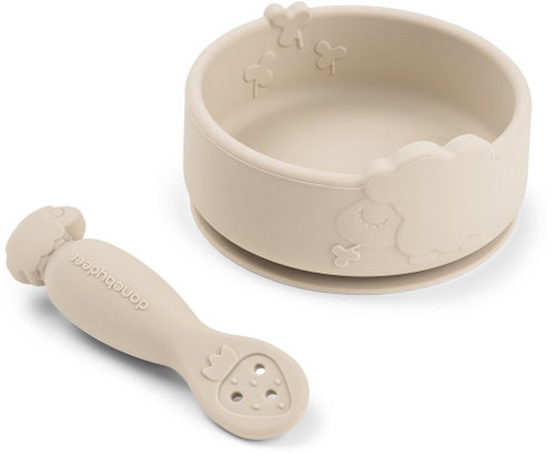 DONE BY DEER Stick&Stay Sheepy training tableware set, sand Main image DONE BY DEER Stick&Stay Sheepy training tableware set, sand - Children's Dining Set - Main image