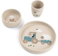 DONE BY DEER Jídelní set Stick&Stay Tiny farm, pískový - Children's Dining Set