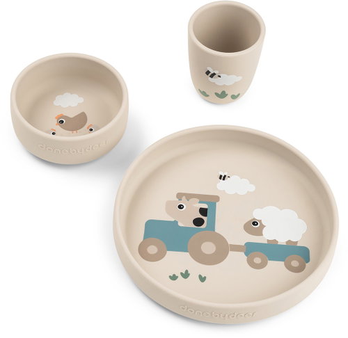 DONE BY DEER Jídelní set Stick&Stay Tiny farm, pískový Main image DONE BY DEER Jídelní set Stick&Stay Tiny farm, pískový - Children's Dining Set - Main image