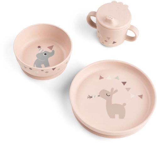 DONE BY DEER Foodie dinner set with suction base Celebration, pink - Children's Dining Set - Main image