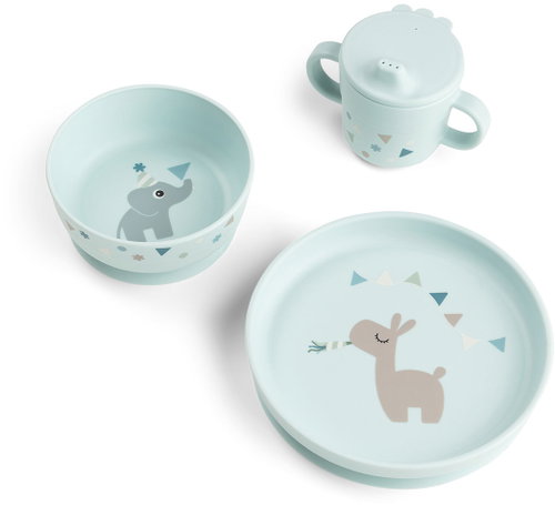 DONE BY DEER Foodie suction dinner set Celebration, blue Main image DONE BY DEER Foodie suction dinner set Celebration, blue - Children's Dining Set - Main image
