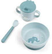 DONE BY DEER Foodie first dinner set with suction cup Elphee, blue - Children's Dining Set