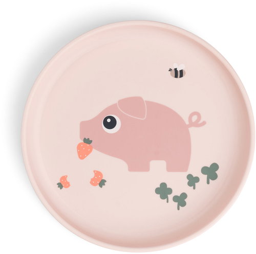 DONE BY DEER Foodie Tiny farm plate, pink - Children's Plate - Main image