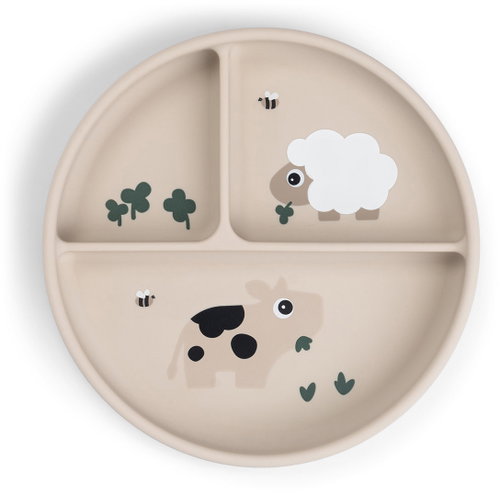 DONE BY DEER Stick&Stay Tiny farm suction plate, sand Main image DONE BY DEER Stick&Stay Tiny farm suction plate, sand - Children's Plate - Main image
