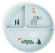 DONE BY DEER Stick&Stay Playground suction divided plate, blue - Children's Plate
