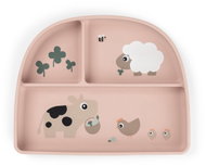 DONE BY DEER Stick&Stay Tiny farm suction plate, pink - Children's Plate