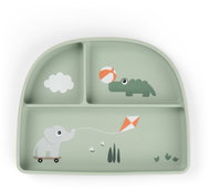 DONE BY DEER Stick&Stay Playground suction split plate, green - Children's Plate