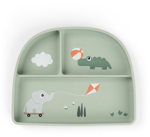 DONE BY DEER Stick&Stay Playground suction split plate, green - Children's Plate - Main image