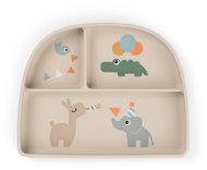 DONE BY DEER Stick&Stay Celebration suction split plate, sand - Children's Plate