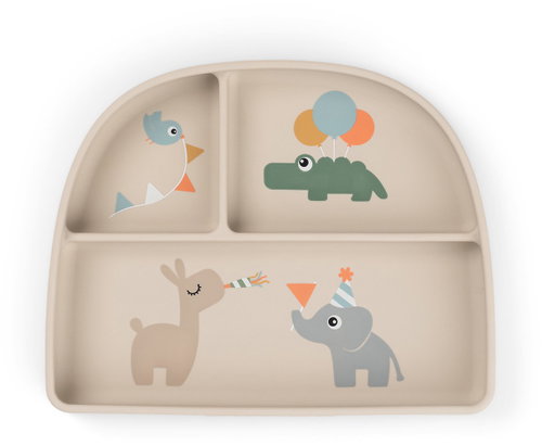 DONE BY DEER Stick&Stay Celebration suction split plate, sand - Children's Plate - Main image