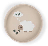 DONE BY DEER Silikonový přísavný talíř Stick&Stay Tiny farm, pískový - Children's Plate