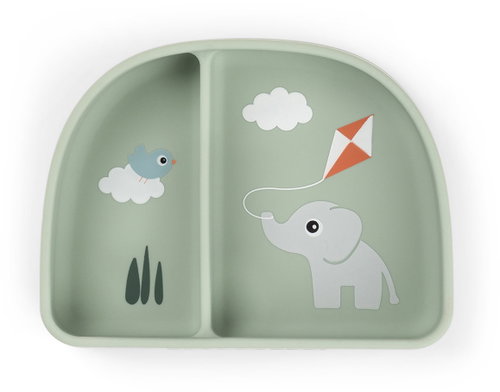 DONE BY DEER Stick&Stay Playground suction plate with compartments, green Main image DONE BY DEER Stick&Stay Playground suction plate with compartments, green - Children's Bowl - Main image