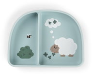 DONE BY DEER Stick&Stay Tiny farm suction plate with compartments, blue - Children's Bowl