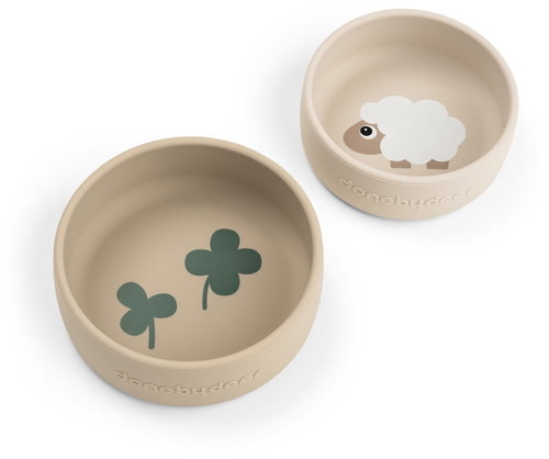DONE BY DEER Sheepy silicone bowl set, sand, 2 pcs - Children's Bowl - Main image