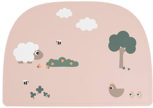 Done by Deer silikonové prostírání Tiny farm, růžové - Placemat - Main image