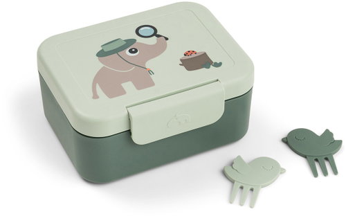 Done by Deer Small snack box with skewers – Tiny Trails, green - Lunch Box - Main image
