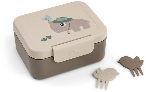 Done by Deer Small snack box with skewers – Tiny Trails, sand - Lunch Box - Main image