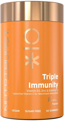 Nutriburst Premium Triple Immunity gummies with C, D3, zinc and elderberry, berries, 60 pcs - Dietary Supplement - Main image