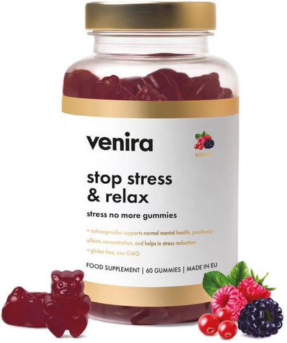 VENIRA Stop stress & relax stress no more gummies, berries 60 pcs - Dietary Supplement - Main image