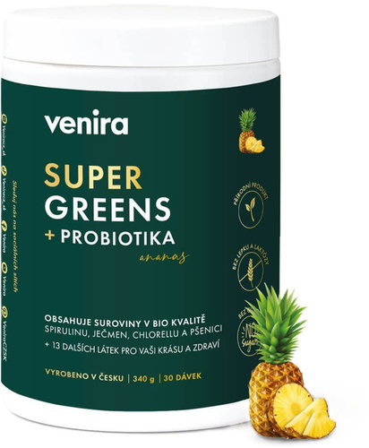 VENIRA SUPER greens + probiotics pineapple 340 g - Greens - Main image