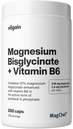 Vilgain Hořčík bisglycinát + Vitamin B6 200 kapslí - Magnesium - Main image