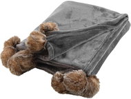 Douceur d'intérieur Snowy Soft fur blanket with pompoms 125 × 150 cm grey - Blanket