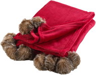 Douceur d'intérieur Snowy Soft fur blanket with pompoms 125 × 150 cm red - Blanket