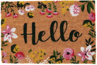 Home Styling Collection Hello Doormat with floral pattern and inscription 59 × 39 cm - Doormat