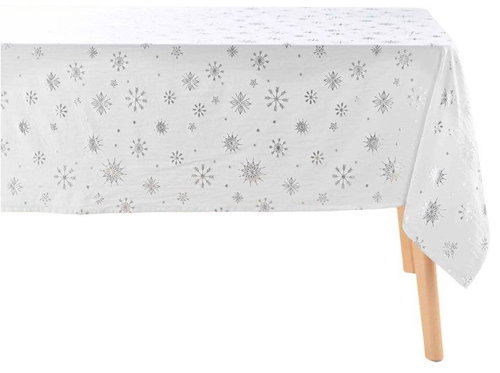 Douceur d'intérieur Flocons jacquard Christmas tablecloth 140 × 240 cm, white - Tablecloth - Main image