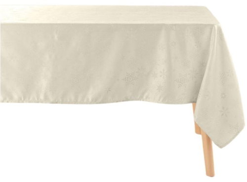 Douceur d'intérieur Flocons jacquard Christmas tablecloth 140 × 300 cm, gold - Tablecloth - Main image