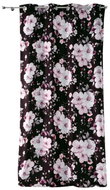 Douceur d'intérieur Curtain with eyelets, large flowers, 140 × 240 cm, black - Drape