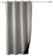 Douceur d'intérieur Curtain with rings VELVET, insulating, 140 × 260 cm, grey - Drape