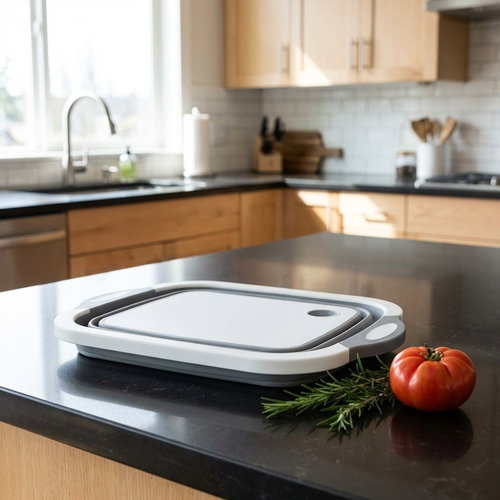 Alum Foldable silicone bowl with sink and cutting board 2in1 - MultiTask - Cutting Board - Main image