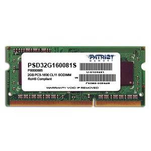 PATRIOT 2GB SO-DIMM DDR3 1600MHz CL11 Signature Line - RAM - Main image
